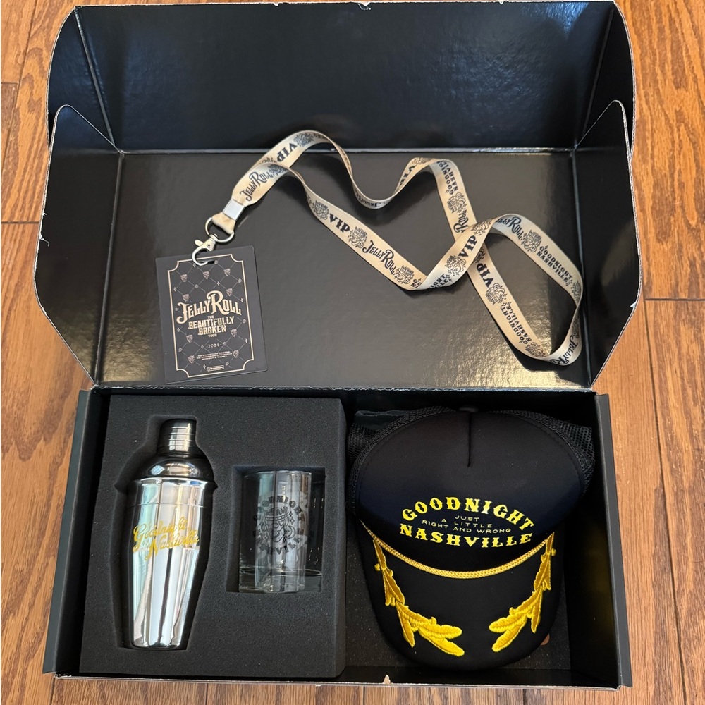 Jelly Roll VIP Merch Beautifully Broken Tour 2024 Set with Hat and Shaker
